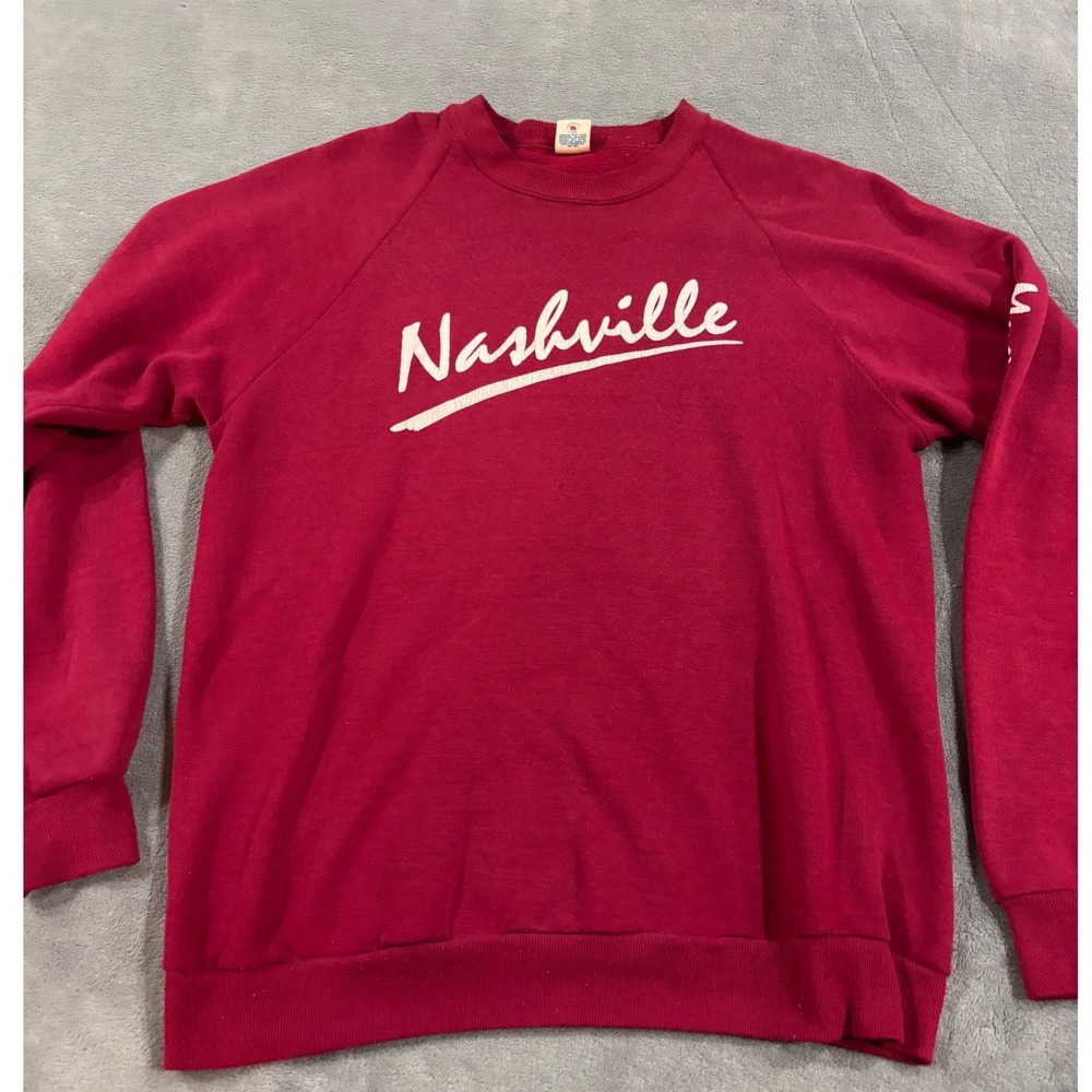 Vintage Jerzees Russell Nashville Music City USA Sweatshirt Red XL Made in USA